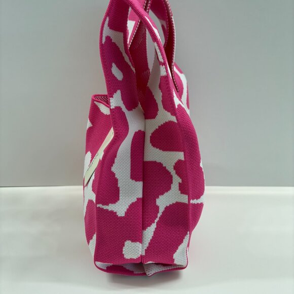 Wrist Tote Bag - 100% Polyester- Hot Pink/ White Daisies - NWT - Picture 5 of 8